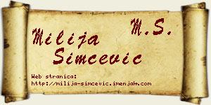 Milija Simčević vizit kartica